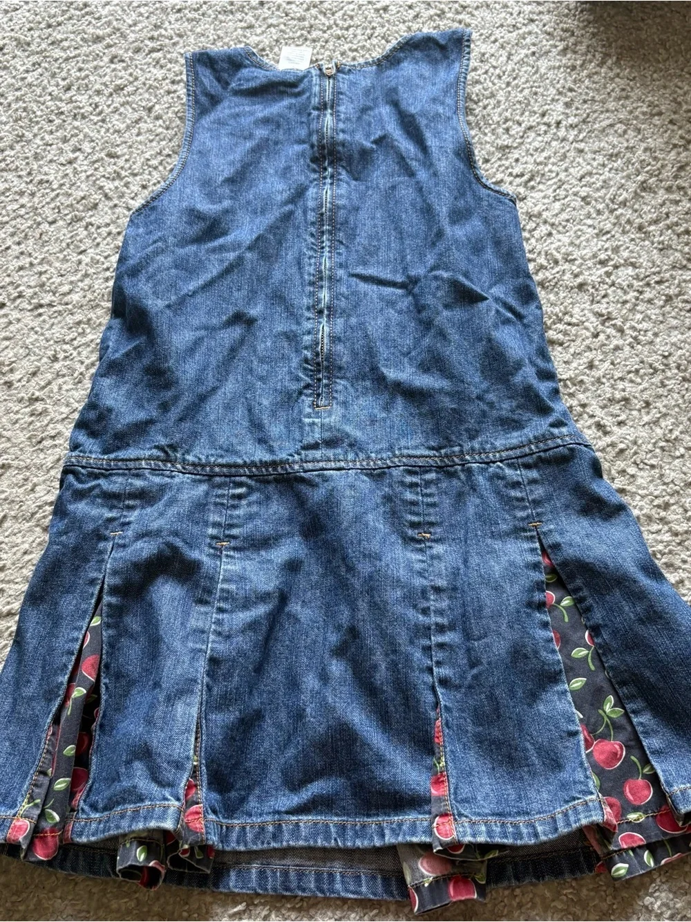 Gymboree Cherry Pie Denim Jumper Dress Sz 8 Vintage Y2K Blue